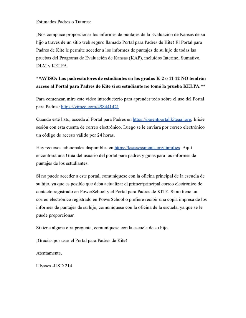 Kite Portal Letter